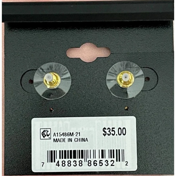 Guess Double Linear Butterfly Gold Pink Accent Crystal Bullet Post Earrings - Picture 4 of 4